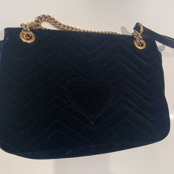 GUCCI MARMONT VELVET BLACK PURSE - Picture 5 of 10